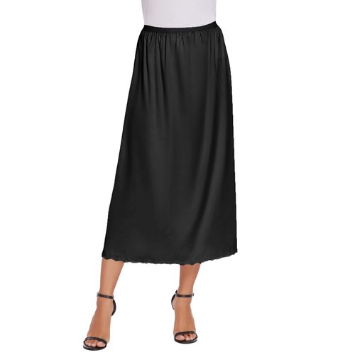Avidlove Women's Long Half Slips for Under Dresses Adjustable Waist Half Slip(Black,XL)