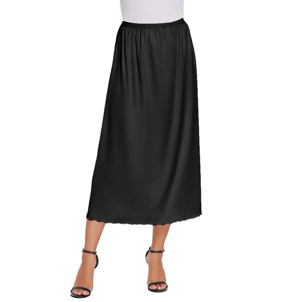 Avidlove Women's Long Half Slips for Under Dresses Adjustable Waist Half Slip(Black,XL)