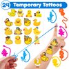 36PCS Duck Party Favors - 24PCS Temporary Tattoos 12PCS Sticky Hands Perfect Birthday Supplies for Kids Stretchy Fidget Goodie Bag Stuffers Treasure Box Toys Classroom Prizes Student Gifts