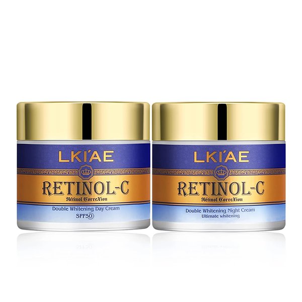 LKIAE Ultimate Retinol Day And Night Face Cream, Brightening, Anti-Aging, Reduce Wrinkles, Fine Lines, Moisturizing, With Spf 50+, Snail Extract, Collagen, 3.52 oz