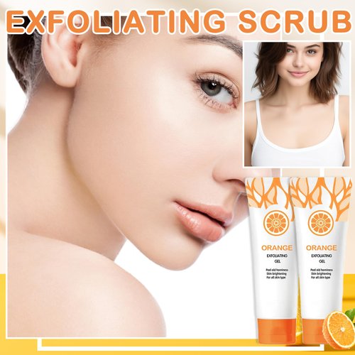 IONSGAKO 2PCS Orange Exfoliating Gel Scrub Natural Moisturizing Orange Exfoliante Facial Peeling Gel for Face Body Skin Deep Cleansing Exfoliating Gel Scrub