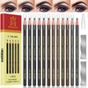 Waterproof Eyebrow Pencils Brow Pencil Set For Marking, Filling And Outlining, Tattoo Makeup And Microblading Supplies Kit-Permanent Eye Brow Liners In, 12Pcs 5Colors(4Black6Brown2Gray）(Multicolor)