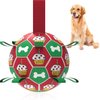 Angecado Interactive Dog Soccer Ball with Straps, Dog Birthday Balls Toy, Durable Christmas Dog Toys for Small & Medium Dogs, Outdoor Dog Toys, Dog Tug of War Toy (6 Inch)