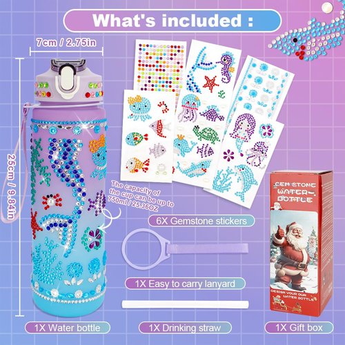 Gifts for 5 6 7 8 9 Year Old Girls, Valentines Day Goodie Bags Stuffers, Decorate Your Own Water Bottle Kits for Girls, Art and Craft Kits Sets for Girls Ages 8-12, Toys DIY Birthday Gifts Ideas