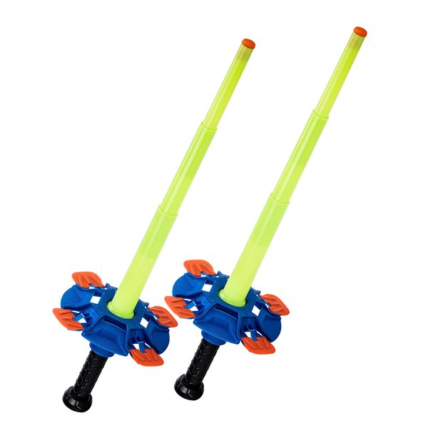 Nerf Fencing Duel Swords Set - Kids Retractable Fencing Swords - Integrated Knockdown Targets - Glow in The Dark Light Up for Play Duels - Fencing Game for Kids