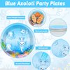 chiazllta 96pcs Blue Axolotl Plates and Napkins Party Supplies Reptile Animals Tableware Set Girl Boy Axolotl Party Decorations Favors for Axolotl Birthday Baby Shower Serves 24 Guests
