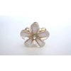 Small mini gold metal and acrylic white flower crystal hair claw clip
