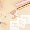 Qilery 100 Pack Happy Birthday Napkins Bulk, Scalloped Disposable Cocktail Napkins White and Gold Birthday Napkins 2 Ply Paper Napkins for Birthday Party Supplies, 5 x 5 Inch