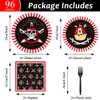 ZOIIWA 96pcs Pirate Tableware Set Pirate Party Decorations Pirate ship Bone Halloween Dinnerware Supplies for Adult Teens Kids Decor Party Favor and Disposable Paper Goods,Severs 24