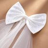 SWEETV Bridal Hair Bow Veil White Bow Clip Bachelorette Party Decorations Pearl Accessories Bride to Be Bridal Shower Gift