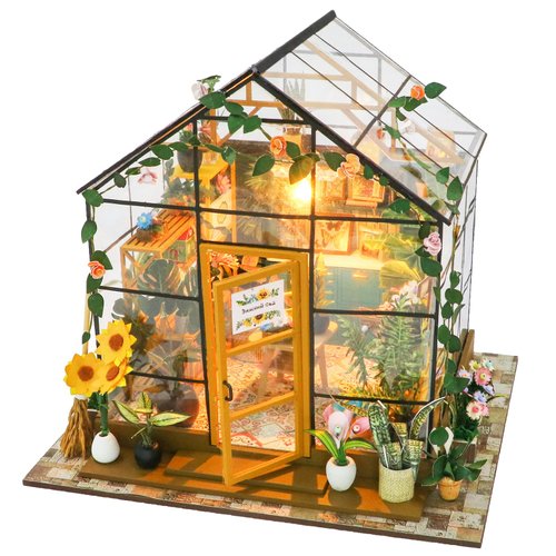 Spilay DIY Miniature Dollhouse Kits, Tiny Model House for Adults to Build, Mini House Model Kits with Dust Cover,Music Box and LED, Crafts Birthday Gifts Home Decor for Family and Friends PC2306