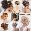 WZNBBOY Messy Bun Hair Piece Claw Clip Synthetic Chignon Tousled Updo with Tendrils Hair Extensions Hair Bun Curly Wavy Faux Hair Bun Hair Scrunchies Hair Accessories for Women (Blonde Mixed)