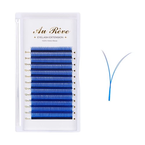 Y Lashes Extensions Colored YY Lashes Premade Fans Blue Eyelash Extensions D Curl 0.07mm 8-15mm Mixed Tray Y Shape Easy Fan Volume Lashes Supplies (YY-0.07-D,Sky Blue)