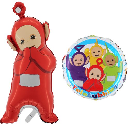 Toyland® 2 Pack Teletubbies Balloons - Round Characters Balloon & Po Red Shaped Balloon - Children's Party Decorations