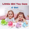 4 Set Play Cars for Toddler Girl Stocking Stuffers, Pink Car Toys for Toddlers Push Cars, Rattles Toy Cars Push and Go Truck, Birthday Gifts for Twin Toddler Girls 3 + Year Old Twins Gift ideas