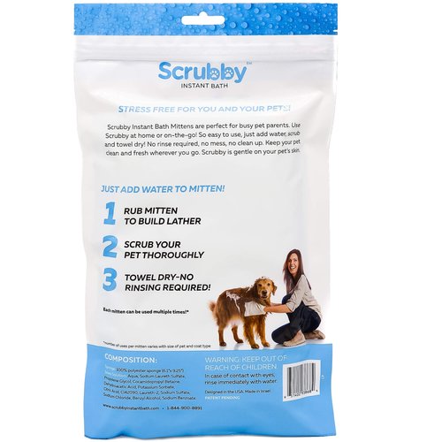 ScrubbyPet No Rinse Pet Wipes- Use Pet Bathing, Pet Grooming Pet Washing, Simple to Use,Just Lather, Wipe, Dry. Excellent Sensitive Skin. The Ideal Pet Wipes Bathing Your Pet Dog Cat.