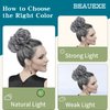 BEAUEXE Thick Volume Messy Bun Hair Scrunchies Curly Hair Extensions for Women Create Full Updos Realistic Synthetic Hair Bun Maker Chignon Ponytail Extension (Silver Gray Black Mixed),1.0 Count