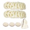 50Pcs Natural Loofah Slice of 1.96inch, Reusable Natural Loofah Cuts for Cleaner Sponge Scrubber, Facial Soap Holder and DIY Customize Soap Tools, with 3Pcs Exfoliating Loofah Pad and 1 Storage Bag