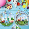 APOWBLS Train Birthday Plates And Napkins Party Supplies Dinnerware, Train Birthday Decorations, Plate, Cup, Napkin, Fork, Train Theme Chugga Choo Party Supplies For 1st 2nd 3rd Birthday | 24 Guests