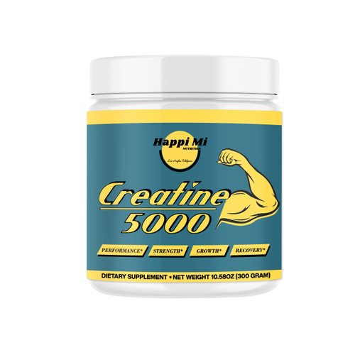 Happi Mi Nutrition Micronized Creatine Monohydrate Powder, Unflavored, Pre Workout, Post Workout, Recovery, Muscle Building, Improve Athletic Performance, 300 Gram, 5000mg per Serving, 60 Servings