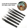 6PCS Precision Anti-static Tweezers Set, Pointed Tweezers, Stainless Steel Tweezer Maintenance Tool for Eyelash Extension Electronics Jewelry-making Laboratory Work Repairing Make up Nail Art