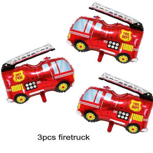 Dulousia Fire Truck Party Supplies - Fireman Happy Birthday Banner, Paper Pom Pom Tissue Tassels, Firefighter Birthday Balloon, Fire Truck Birthday Party Decorations