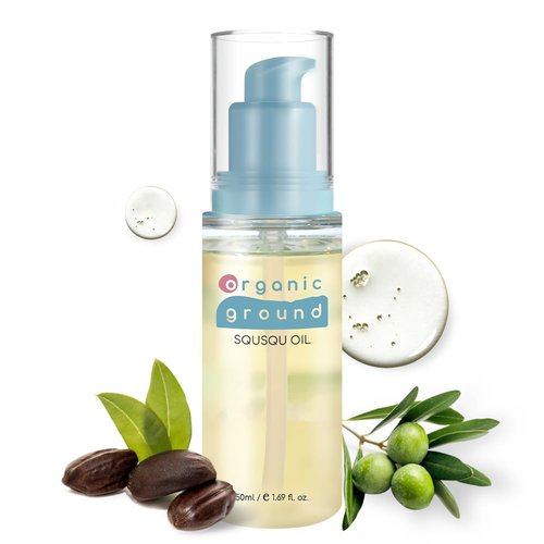 ORGANIC GROUND SQUSQU Oil 50ml(1.69 fl oz.) / Squalne, Jojoba seed oil, Almond oil, Chia seed oil/GMO, Chemical preservative, Silicon, Petroleum-based chemical, Fragrance FREE