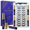 DUOERLA Magnetic Lashes with Eyeliner and Applicator, 10 Pairs Reusable Magnetic Eyelashes kit and 4 Tubes of Waterproof Magnetic Eyeliner, [Upgraded] 3D Natural Looking, Long Lasting,Easy to Apply.