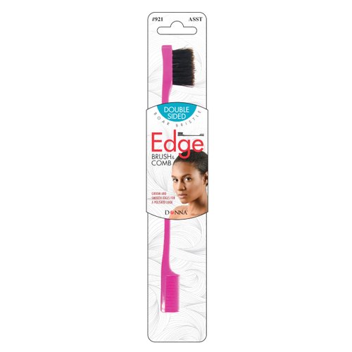 DONNA Double Edge Brush & Comb Curly Hair, Hair Brush to Shape and Define, Used for Details such as Forehead and Sides of Hair, Easily Glides through Tangles PINK