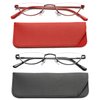 Viseng 2 Pack Vintage Alloy Half Moon Reading Glasses Women Men Slim Half Frame Lens Readers Glasses +1.5