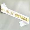 It’s My 21st Birthday Sash,21st Birthday Sash,Glitter Letter 21st Birthday Sash for Girls,Happy 21st Birthday Party Decorations,White and Gold