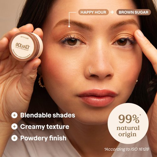 ATTITUDE Oceanly Eyeshadow, EWG Verified, Single Matte Cream Eyeshadow, Plastic-Free, Vegan Beauty and Makeup, Brown Sugar, 0.16 Fl Oz