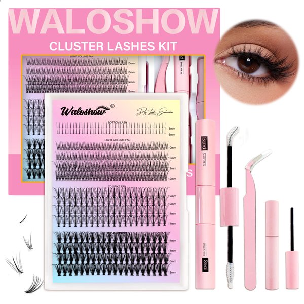 RICHSKY Lash Clusters Natural Individual Lash Extensions，DIY Wispy Faux Mink Lash Tray at Home Multi-type Mix Bottom, Light Volume, 7D Spike, 20D Clusters for Self Application (Natural Kit D Curl)