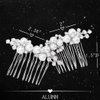 ALUINN Gold Bridal Hair Comb For Wedding Hair Accessories, Crystals Bridal Hair Comb Piece, Pearls Hair Piece for Brides, Women (Silver)
