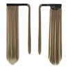 BARSDAR Straight Ponytail Extension - 26 Inch Long Straight Wrap Around Ponytail for Women Clip in Ponytail Hair Extensions Synthetic Hair Pony Tails Hairpieces Daily - Medium Brown & Highlights