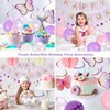 YEOCU Birthday Decorations, Happy Birthday Banner with Birthday Balloons, Honeycomb Balls, Hanging Swirls, Circle Dots Garland, Happy Birthday Party Decorations for Women Men Boys Girls (Purple)