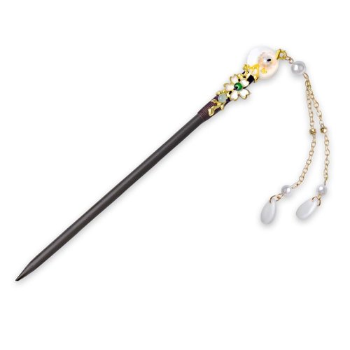 Hair Sticks Wooden Hair Pins for Girls Flower Hair Chopsticks with Tassel Handmade Hairpin Chinese Hairpins for Women Long Hair Chinese Style Tassel Flower Pearl Hair Stick