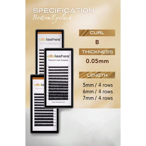 Bottom Lash Extension B Curl 0.05mm Mix5-7mm 5mm 6mm 7mm Black Color Bottom Lash Extensions (Mix5-7mm 0.05 B Curl)