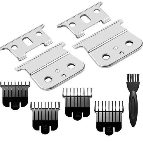 2 Pack Pro T outliner Ceramic Blade Hair Clipper/Trimmer Replacement Blades-Compatible with Andis T Outliner Clipper,GTX Trimmer (Sliver Steel T Blade + Sliver Steel Blade)