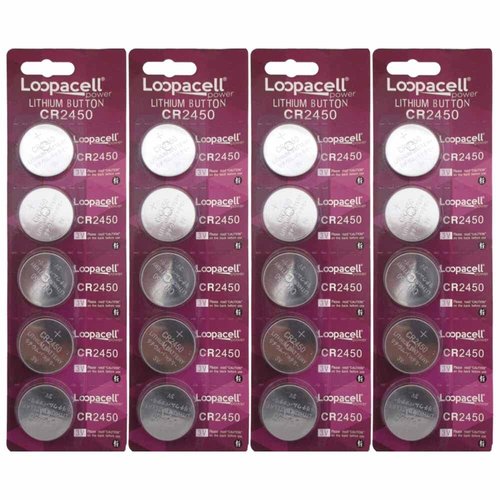 LOOPACELL CR2450 3V Lithium Battery (Pack of 20) - High Capacity Coin Cell Batteries
