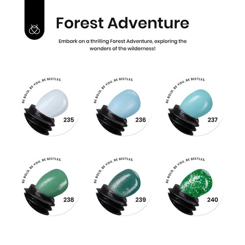 Beetles Poly Nail Gel Kit 6 Colors Forest Adventure Poly Nail Kit Grey White Dark Green Glitter Blued Poly Extension Gel Spring Summer Colors for Nail Extension Patrick's Day Gift Nail Art Design