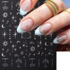 3D Silver Metallic Nail Stickers for Women Star Moon Sun Nail Decals for Nail Art Design Butterfly Nail Art Stickers Boho Totem Nail Sticker Self-Adhesive Stickers for Nails DIY Nail Decor, 8 Sheets