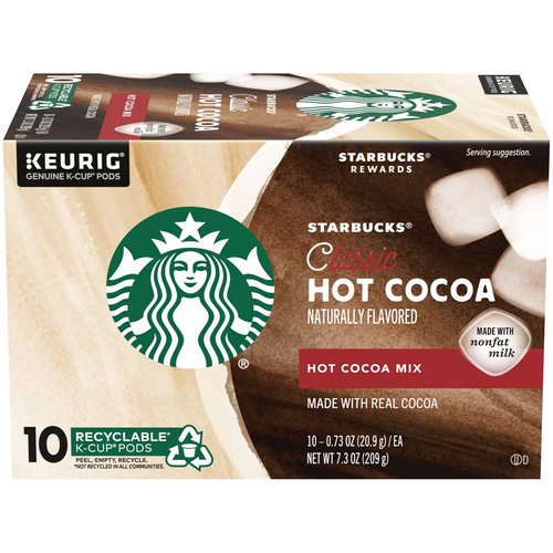 Starbucks Classic Hot Cocoa K-Cup Pods, Made with Real Cocoa & Nonfat Milk, K-Cup Pods for Keurig Brewing System, 10 CT K-Cups Per Box (10 Count (Pack of 2))