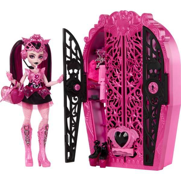Monster High Skulltimate Secrets Doll & Accessories Set, Monster Mysteries Draculaura with Dress-Up Closet & 19+ Surprises Including Doll Clothes