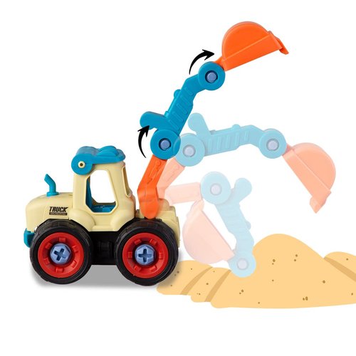 Beach Sand Toys for Toddlers Age 3-5,Outdoor Sandbox Toys, Kids Toys for 2 3 4 Year Old Boys, Stem Take Apart Construction Toys Truck, Excavator, Bulldozer, Ground Drill, Road Roller (Blue)