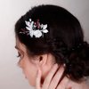 BERYUAN White Rose Flower Crystal Hair Comb for Women Cute Crystal Comb for Bride RED 1