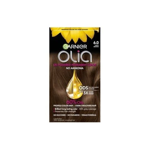 Garnier Olia Oil Powered Permanent Hair Color, 6.0 Light Brown (Packaging May Vary)