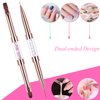Ycyan 2Pcs Dual-ended UV Gel Nail Brush Set Rhinestone Handle Nail Art Design Brushes Professional Nail Tools Rose Gold