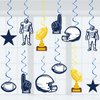 Football Party Streamers, 24Pcs, Helmets Stars Trophy Boys Birthday Party Favors, Hanging Swirls Party Decor Supplies