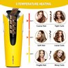 Curling Iron Automatic Curling Iron Professional Anti-Tangle Cordless Hair Curler with 3 Temps Portable Curling Wand Ceramic Rotating Curling Iron 2 Ways Rotary Heating 4 Seconds Quick Styling Yellow
